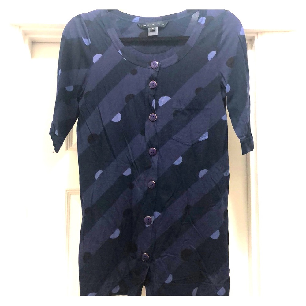 Marc by Marc Jacobs 3/4 sleeve purple stripe tee